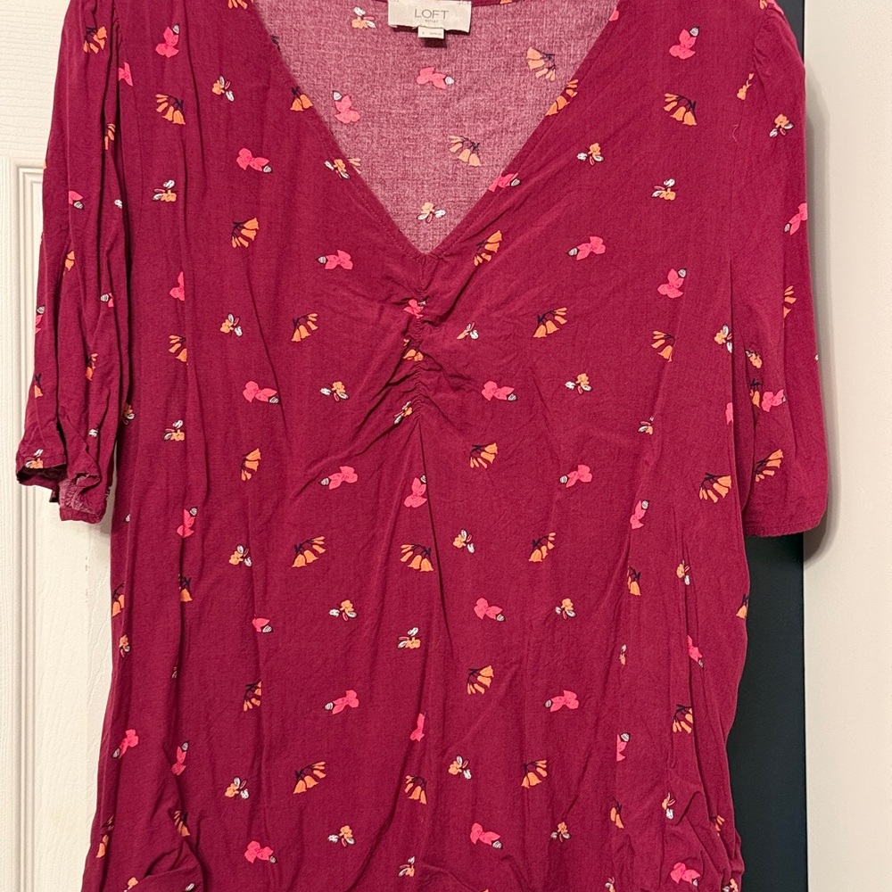 Loft Maroon Patterned Blouse - image 2